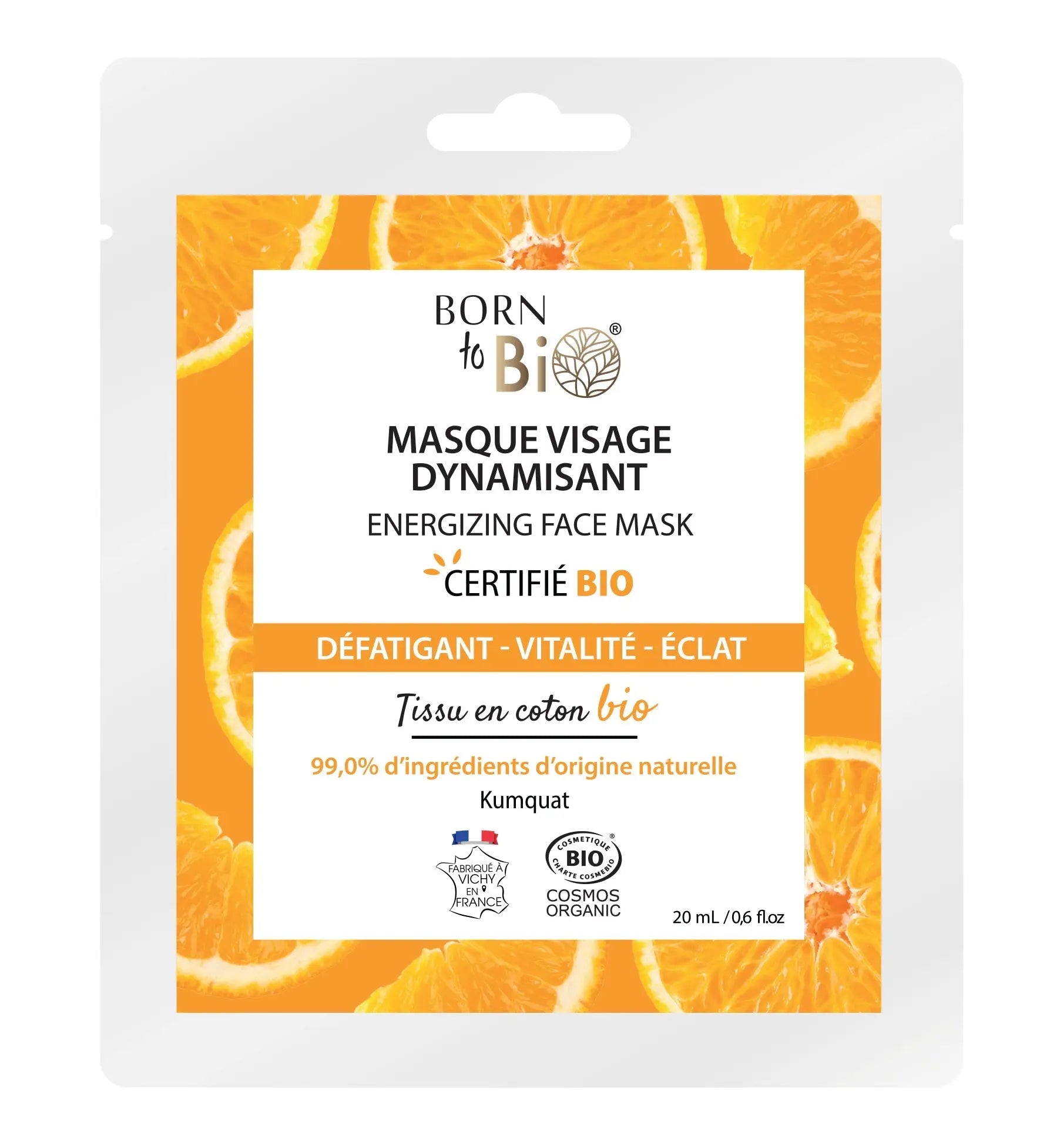 Masque visage Dynamisant en coton - Certifié Bio